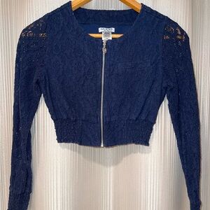 Guess Dark Blue Lace Zip-Up Jacket